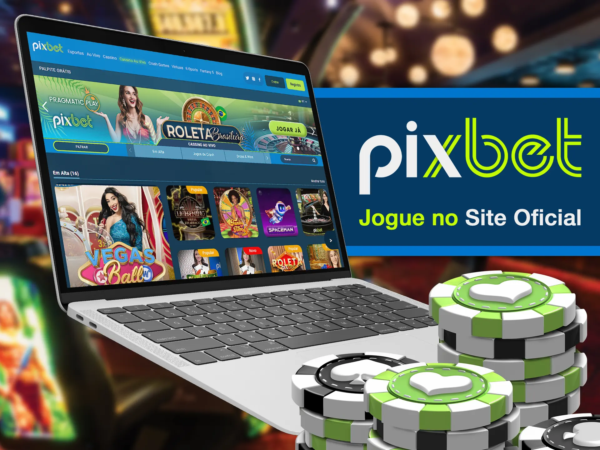 Visite o site oficial da Pixbet e comece a jogar jogos de cassino.
